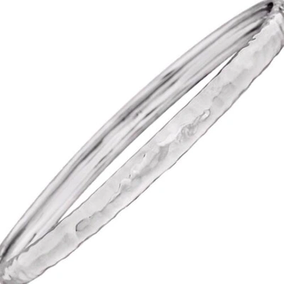 Pre-owned Roxx Fine Jewelry Hammered Bangle Bracelet In 14k White Or Yellow Gold 5mm Slip On Bracelet