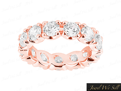 Pre-owned Jewelwesell 3.50ct Round Brilliant Cut Diamond U-prong Eternity Band Ring 14k Gold H Si2