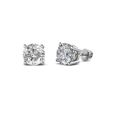 Pre-owned Trijewels Diamond Four Prong Solitaire Stud Earrings 2.00 Ctw 14k Gold Jp:63314 In G-h