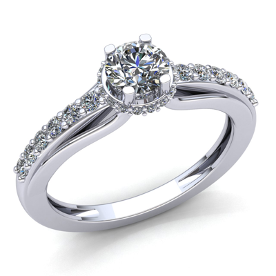 Pre-owned Jewelwesell 1.5ctw Genuine Round Diamond Ladies Halo Solitaire Engagement Ring 14k Gold