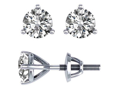 Pre-owned Limor Martini Set Solitaire Stud Earrings Si1 1.01 Ct Natural Diamond 14k White Gold
