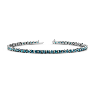 Pre-owned Trijewels London Blue Topaz Womens Eternity Tennis Bracelet 3.18 Ctw 14k Gold Jp:124025