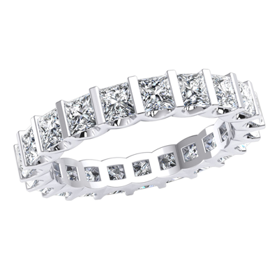 Pre-owned Jewelwesell 2.75ct U-bar Set Eternity Band Ring Princess Cut Diamond 10k Gold