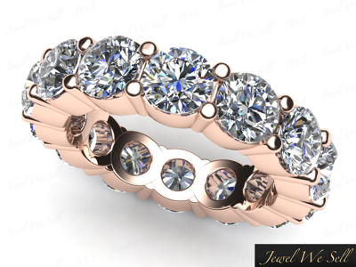 Pre-owned Jewelwesell Natural 4.25ct Round Diamond Classic Shared Prong Eternity Ring 14k Gold G-h I1 In Gh