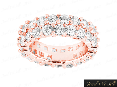 Pre-owned Jewelwesell 4.60ct Round Diamond Staggered 2row Anniversary Eternity Band Ring 18k Gold Si