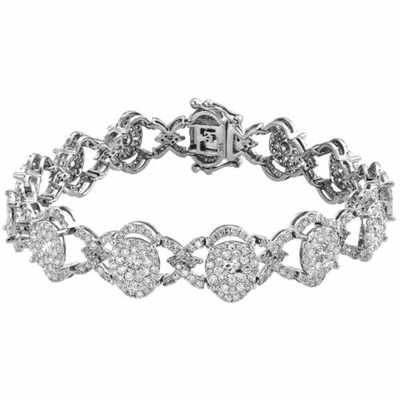 Pre-owned Jfl Diamonds & Timepieces Diamond Link Statement Designer Bracelet Ladies 14k White Gold Round Cut 7.35 Ct