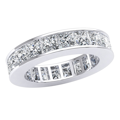 Pre-owned Jewelwesell 14k Gold Classic Channel Set Eternity Band Ring 5.5ct Natural Princess Diamond
