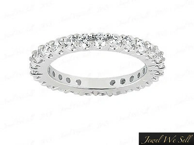 Pre-owned Jewelwesell 2.40ct Round Diamond Shared Prong Eternity Bridal Band Ring 14k White Gold I Si2