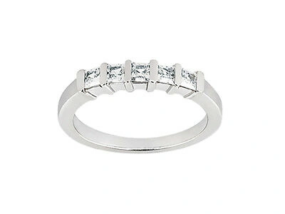 Pre-owned Jewelwesell 5stone 1.15ct Diamond Wedding Band Ring 10k White Gold Princess G-h I1 Channel In Gh