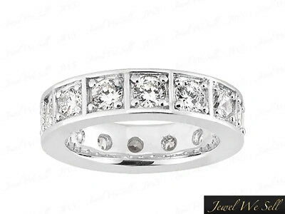 Pre-owned Jewelwesell 2.80ct Round Diamond Box Eternity Anniversary Band Ring 14k White Gold I1 Prong In Gh