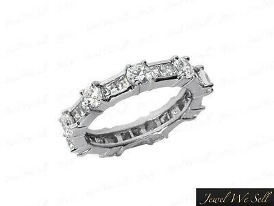 Pre-owned Jewelwesell Genuine 2.45ct Princess Cut Diamond Alternating Eternity Ring 14karat Gold Gh I1