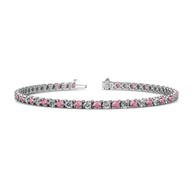 Pre-owned Trijewels Rhodolite Garnet & Diamond Eternity Tennis Bracelet 3.77 Ctw 14k Gold Jp:124220 In G-h
