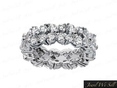Pre-owned Jewelwesell 4.80ct Round Diamond Shared Prong Flower Eternity Wedding Band Ring Platinum Si1 In Jk