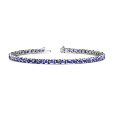 Pre-owned Trijewels Tanzanite 3-prong Womens Eternity Tennis Bracelet 3.68 Ctw 14k Gold Jp:124106 In Purple