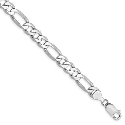 Pre-owned Superdealsforeverything Real 14kt White Gold 9 Inch 7mm Flat Figaro With Lobster Clasp Chain Chain