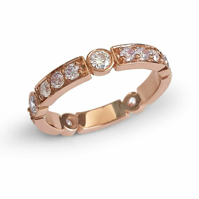 Pre-owned Handmade Deluxe Exquisite 14k Rose Gold Lavender Stone Stackable Eternity Ring Band In Pink