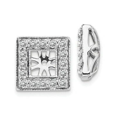 Pre-owned Accessories & Jewelry 14k White Gold Round Diamond Square Halo Stud Earring Jacket 0.48 Ct To 0.88 Ct. In I - J