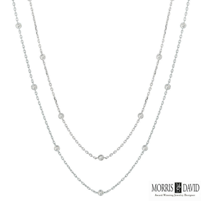 Pre-owned Morris &amp; David 6.00 Carat Diamond By The Yard Necklace 14k White Gold 30 Stations 60 Inches