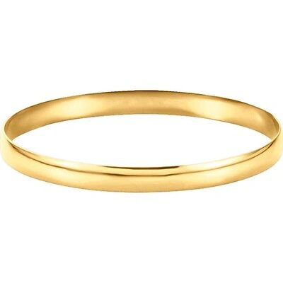 Pre-owned Roxx Fine Jewelry Bangle Bracelet 6mm 14k Yellow Gold Polished Hinged 7.5" Slip On 1/4" Wide Stack