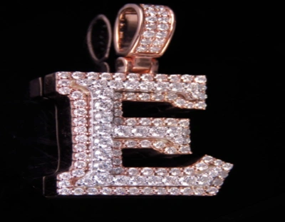 Pre-owned Jewelry Unlimited Custom 3d Letter E Initial Diamond Pendant Charm 10k Two Tone Gold 1 3/4 Ct 1.5" In G-h