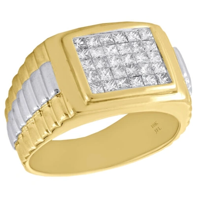 Pre-owned Jfl Diamonds & Timepieces 10k Yellow Gold Mens Princess Cut Diamond Tier Step Pinky Ring 13mm Band 1.05 Ct In White