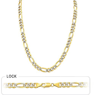 Pre-owned Gd Diamond 8mm 26" 70 Gm 14k Gold Two Tone Heavy Pave Polished Men's Figaro Chain Necklace In Multicolor