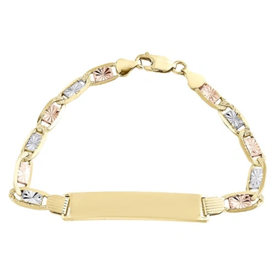 Pre-owned Jfl Diamonds & Timepieces 14k Tri-color Gold Diamond Cut Valentino Link 8mm Id Statement Bracelet 8"