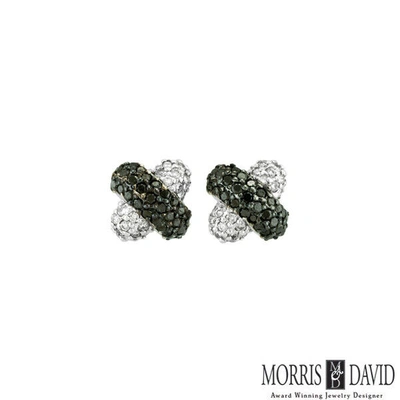 Pre-owned Black Diamond 2.15 Carat Black & White Diamond Earrings 14k White Gold