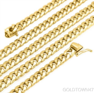 Pre-owned Handmade Men's Necklace In 14k Gold Yellow 7.2mm Hollow Miami Cuban Box Clasp 24", 26"