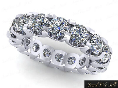 Pre-owned Jewelwesell 4.00ct Round Diamond Shared U-prong Eternity Wedding Band Ring 18k Gold F Vs2 In White
