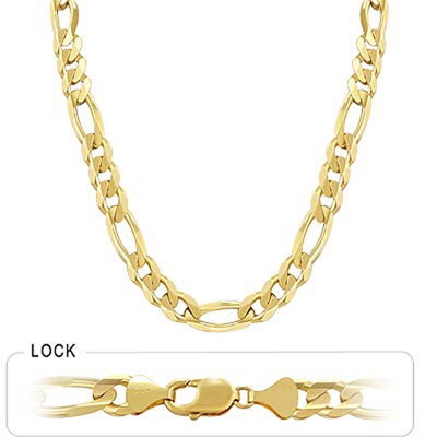 Pre-owned Gd Diamond 78.40gm 14k Solid Yellow Gold Men's Figaro Chain Polished Necklace 22" 9.50mm