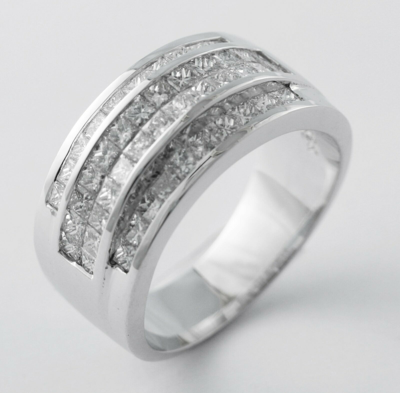 Pre-owned Gd Diamond 2.50 Ct Men's Princess Natural Diamond Wedding Band Ring 18k White Gold Vs1-vs2