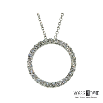 Pre-owned Morris 1.82 Carat Natural Diamond Circle Pendant Necklace 14k White Gold 18'' Chain