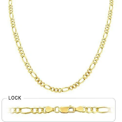 Pre-owned Gd Diamond 43.60 Gm 14k Gold Solid Yellow Men's Women's Figaro Chain Necklace 24" 7.00 Mm