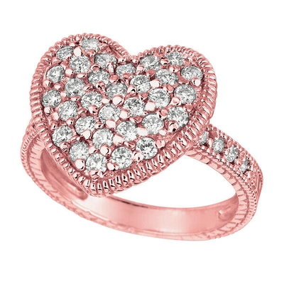 Pre-owned Morris 1.00 Carat Natural Diamond Heart Ring Band Si 14k Rose Gold