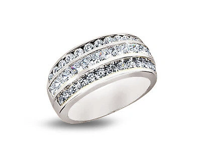 Pre-owned Jewelwesell Natural 2.03ct Diamond Wedding Band Ring Stack 18k White Gold Si1 Channel Set