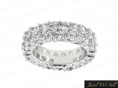 Pre-owned Jewelwesell 4.40ct Round Cut Diamond Staggered 2row Shared Eternity Band Ring 18k Gold H Si2