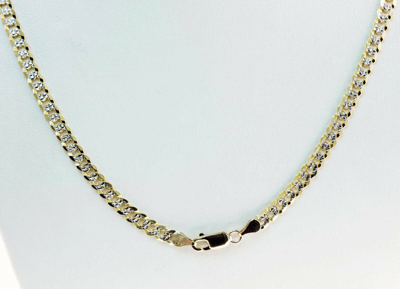 Pre-owned Gd Diamond 5.75mm 24" 27.50gm 14k Gold Solid Two Tone Cuban White Pave Men's Chain Necklace