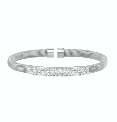 Pre-owned Morris 1.00 Carat Natural Diamond Fancy Bangle Bracelet G-h Si 14k White Gold 7''