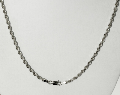 Pre-owned Gd Diamond 19.90gm 14k Gold Solid White Diamond Cut Rope Chain Necklace Unisex 26" 2.75mm