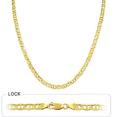 Pre-owned Gd Diamond 4.60mm 26" 23.00gm 14k Gold Yellow Men's Polished Mariner Concave Chain Necklace