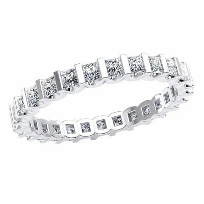 Pre-owned Jewelwesell 1.3ct Princess Cut Diamond U-prong Eternity Anniversary Band Ring 18k Gold H Si2
