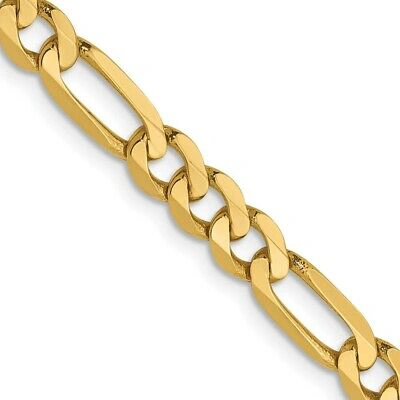 Pre-owned Skyjewelers Real 14kt Yellow Gold 5mm Flat Figaro Chain; 20 Inch; Lobster Clasp
