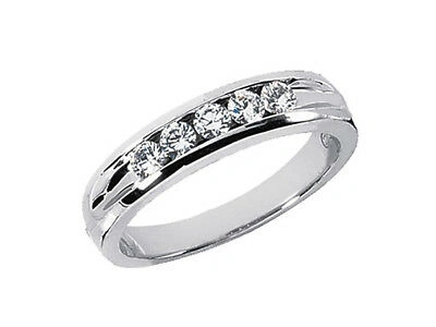 Pre-owned Jewelwesell 1.0ct Round Cut Mens Wedding Band Ring 950 Platinum H Si2 Channel Setting