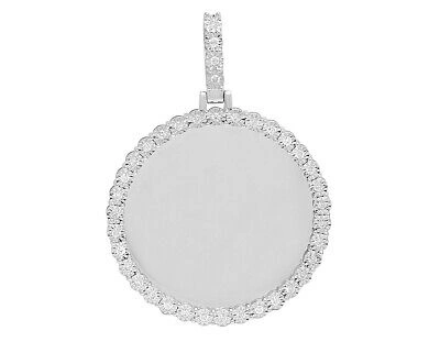 Pre-owned Jewelry Unlimited 10k White Gold Memory Frame Medallion Illusion Set Photo Pendant 1.75 Ct 2.5"