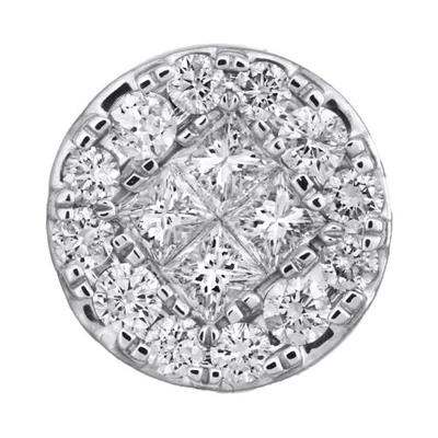 Pre-owned Jfl Diamonds & Timepieces 14k White Gold Princess Diamond Soleil Design Slide Pendant 0.50" Charm 1 Ct.