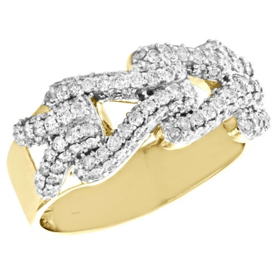 Pre-owned Jfl Diamonds & Timepieces 10k Yellow Gold Round Diamond Buckle Statement Ring 10mm Mens Fancy Band 1.47 Ct In White