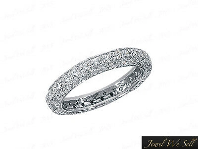 Pre-owned Jewelwesell 0.85ct Round Cut Diamond Pave Set Wedding Eternity Band Ring 14k White Gold Si
