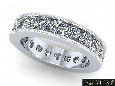 Pre-owned Jewelwesell 2.20ct Round Diamond Channel Set Milgrain Eternity Band Ring 950 Platinum Si1 In White
