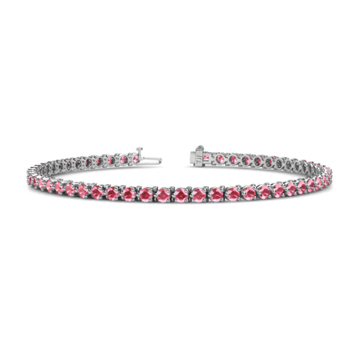 Pre-owned Trijewels Pink Tourmaline Womens Eternity Tennis Bracelet 2.70 Ctw 14k Gold Jp:124115